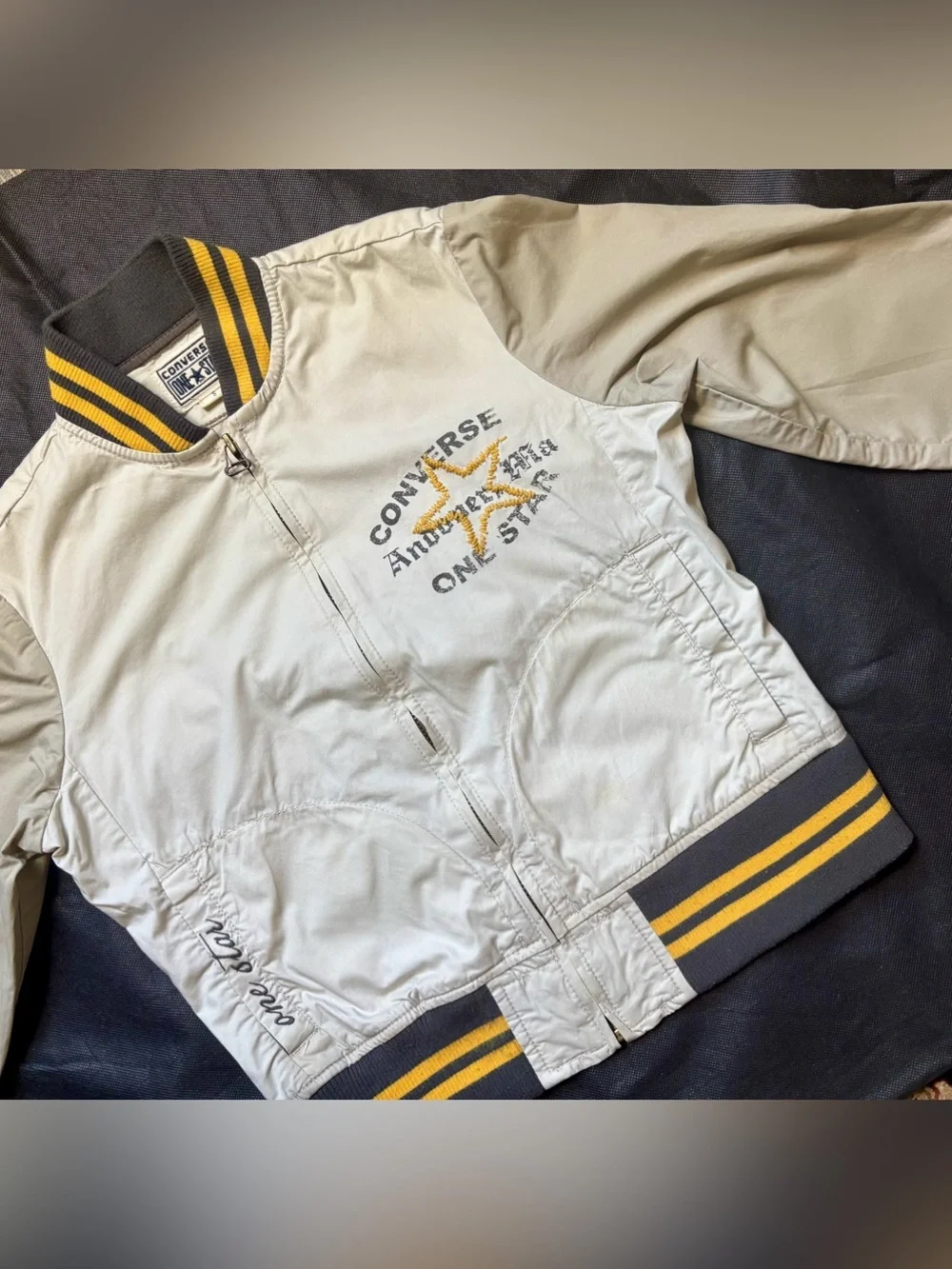 Converse Kids Cream Jacket with Yellow & Gray Trim